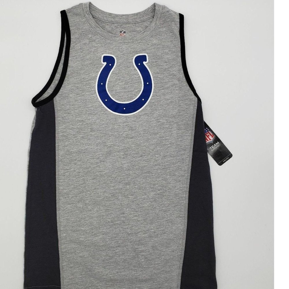 NFL‎ Indianapolis Colts Youth Tank Top Gray Blue Logo Sleeveless Size 10 12